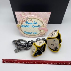 COACH Floral Leather Tea Rose Bag Charm Keychain